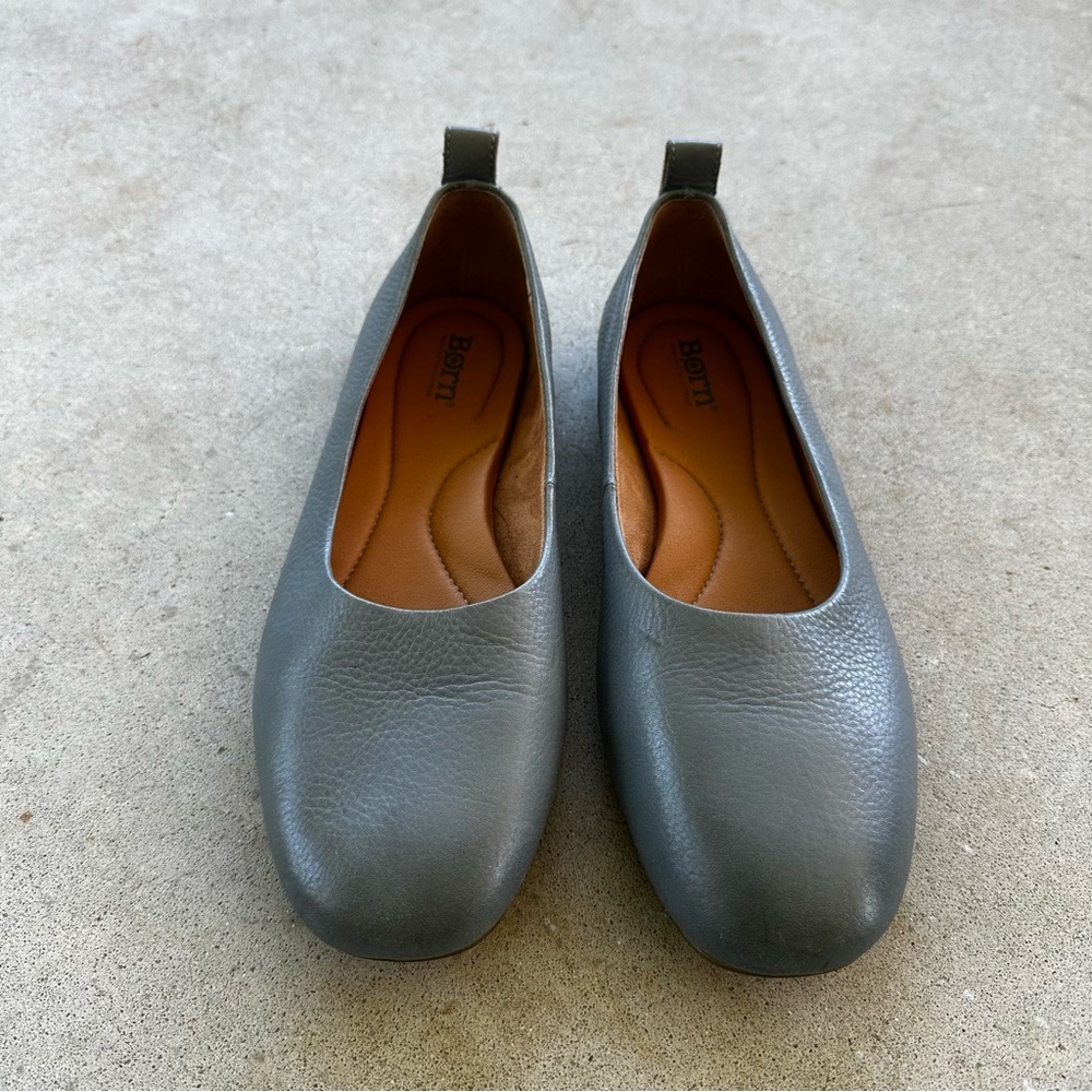 Born Gray Leather Slip-On Flats